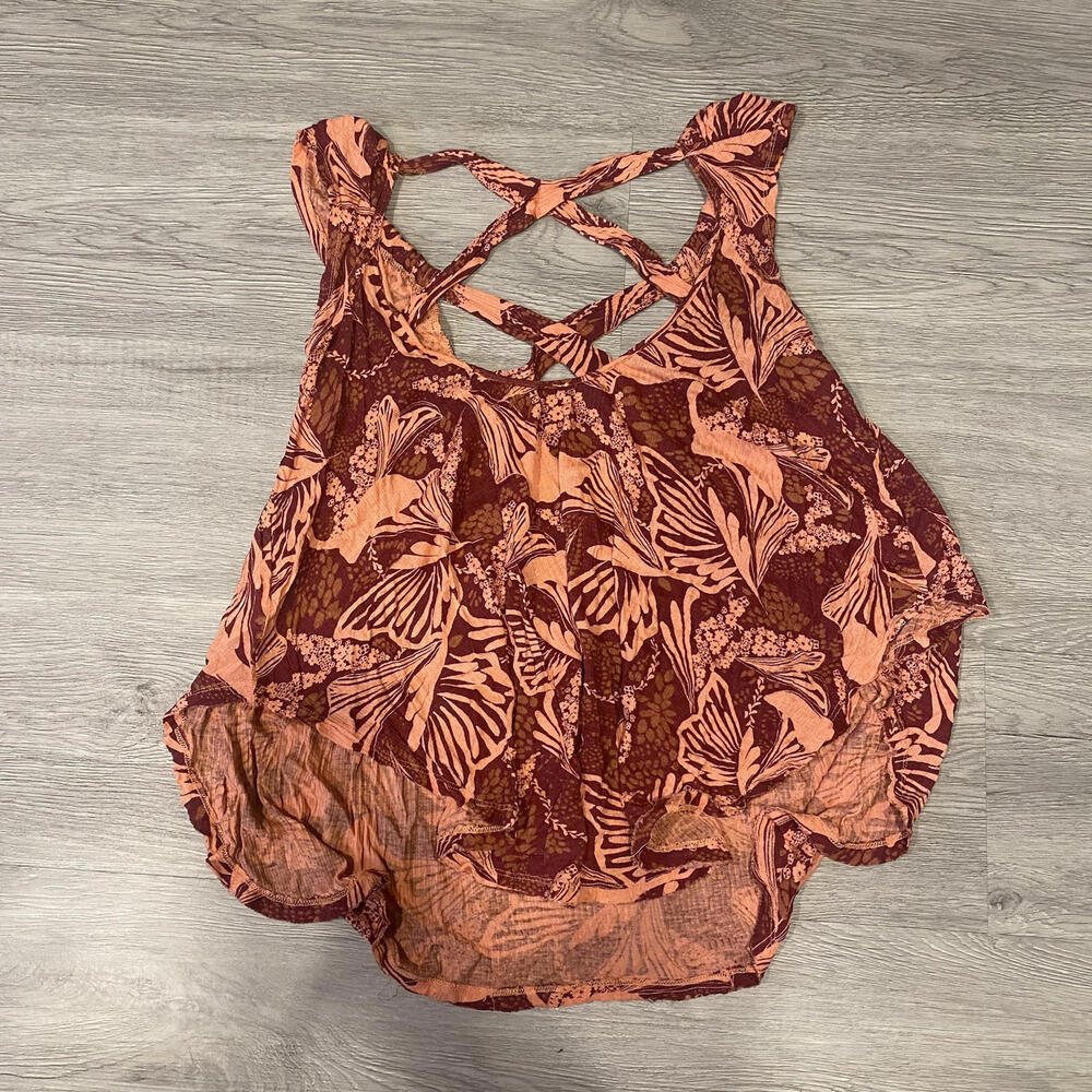 Free People Sugar Cane Crisscross Tank In Cherry Size Xs